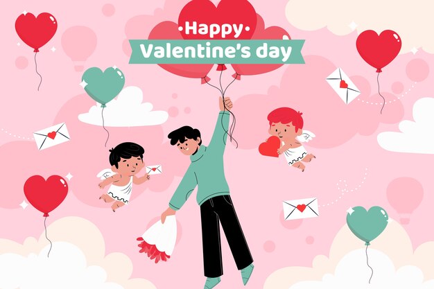 Flat valentine's day background