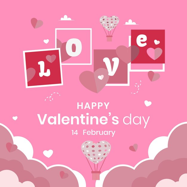 Flat valentine's day background