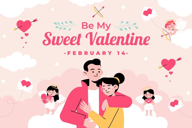 Flat valentine's day background