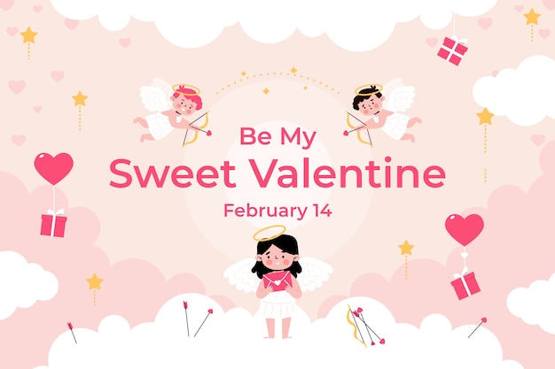 Flat valentine's day background