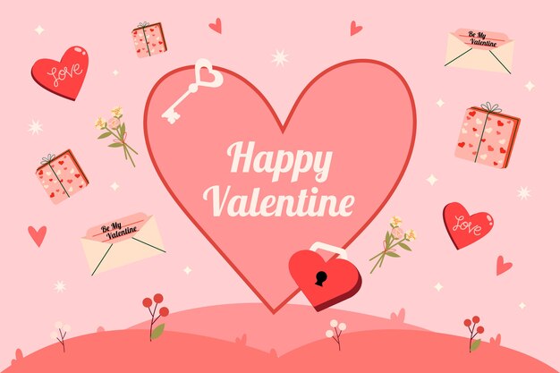 Flat valentine's day background