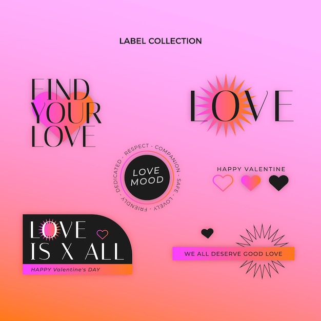 Free Vector flat valentine's day badges collection