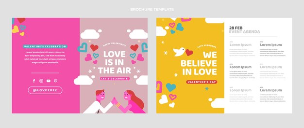 Flat valentine's day brochure template