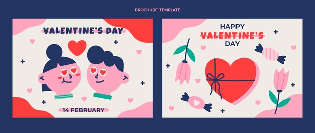 Flat valentine's day brochure template