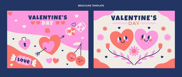 Flat valentine's day brochure template