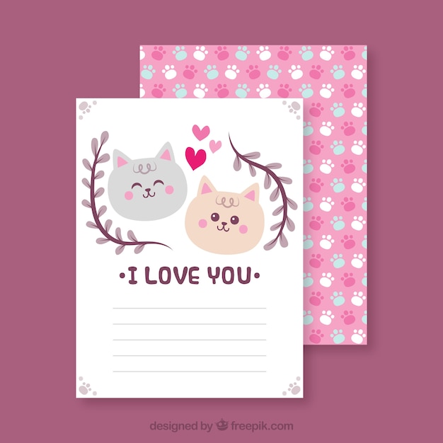 Flat valentine's day card template