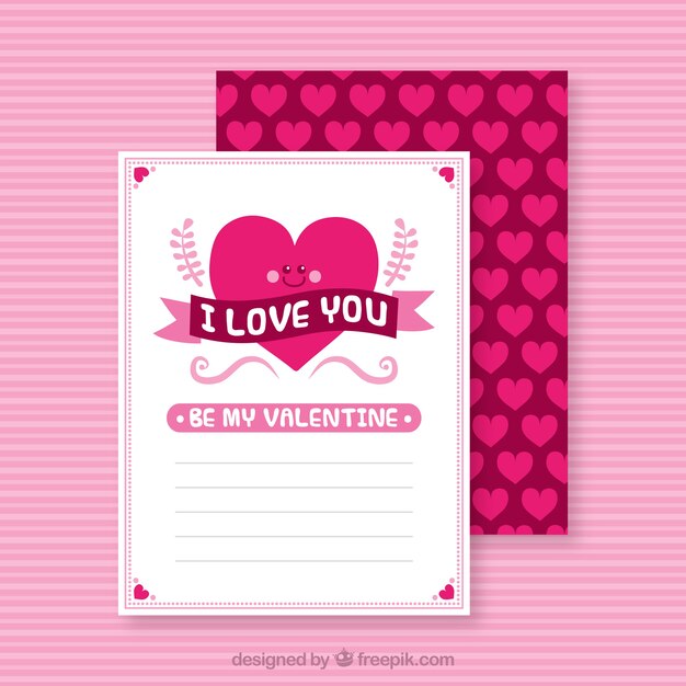 Flat valentine's day card template