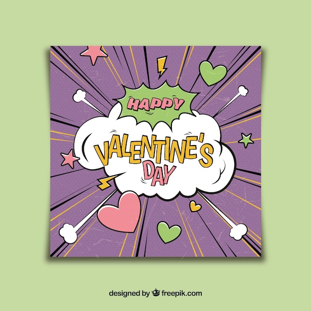 Flat valentine's day card template