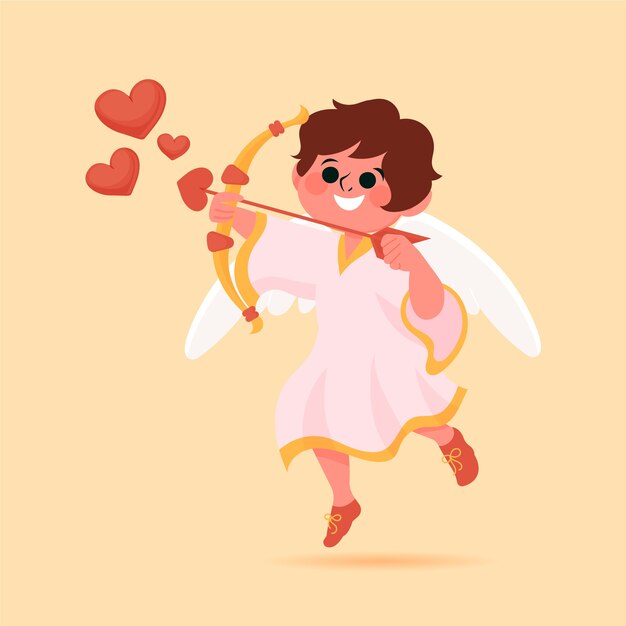 Flat valentine's day cupid or cherub illustration