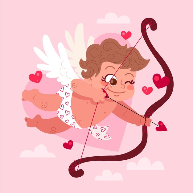 Flat valentine's day cupid or cherub illustration