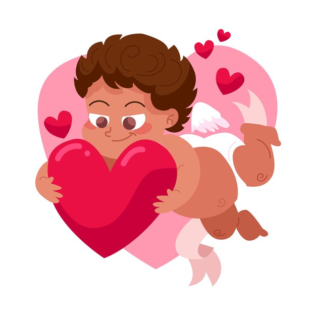 Flat valentine's day cupid or cherub illustration