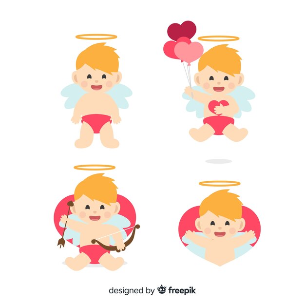 Flat valentine's day cupid collection