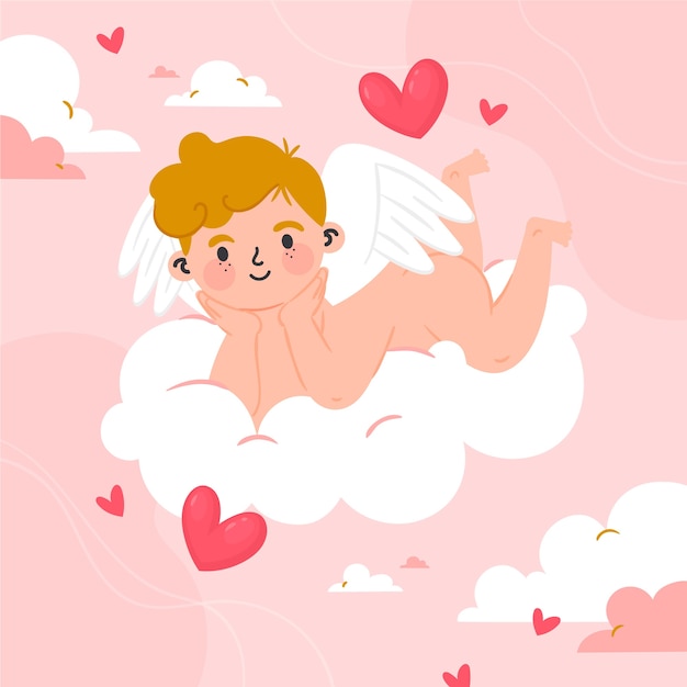 Free Vector flat valentine's day cupid illustration