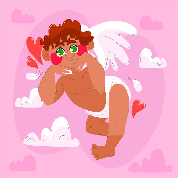 Flat valentine's day cupid illustration