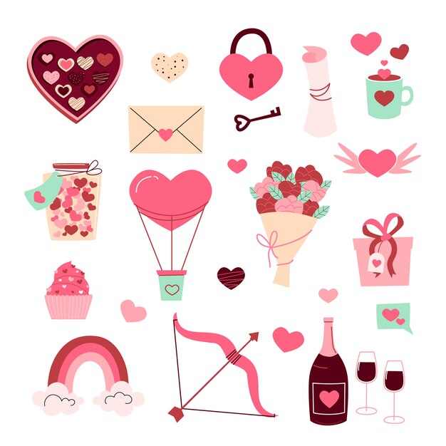 Flat valentine's day design elements collection