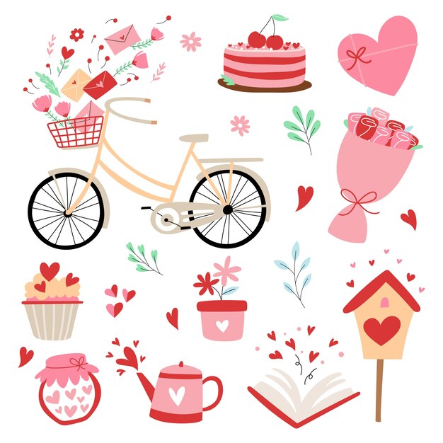 Flat valentine's day design elements collection