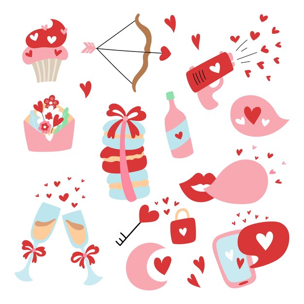 Flat valentine's day design elements collection