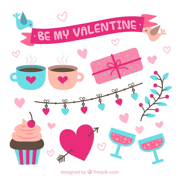 Free Vector flat valentine's day element collection