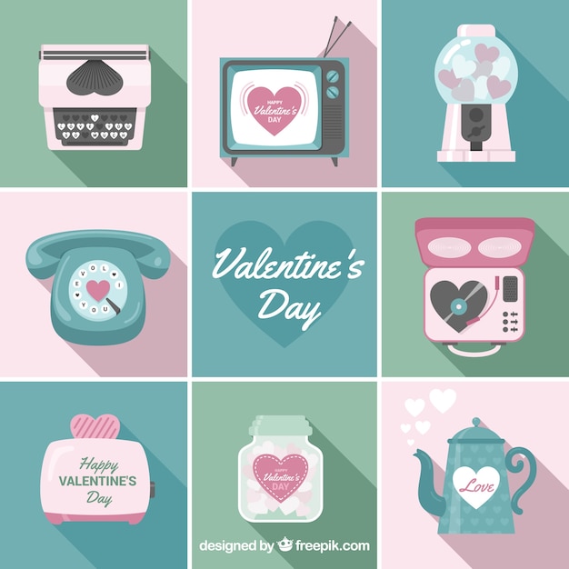 Free Vector flat valentine's day element collection