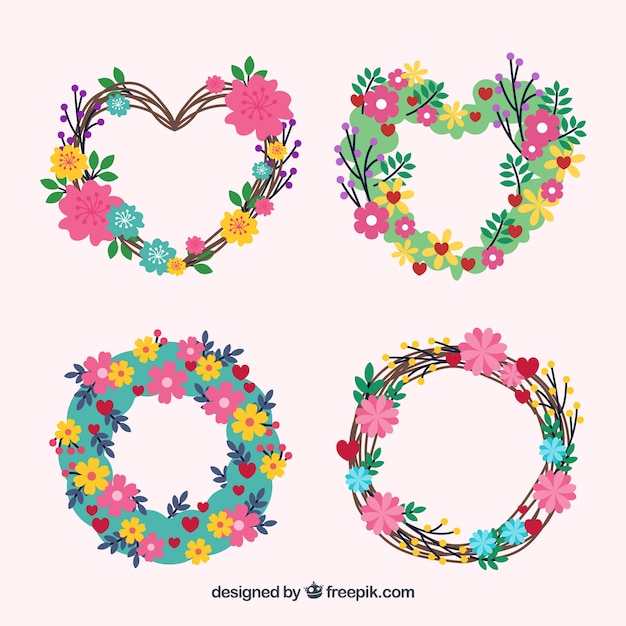 Free Vector flat valentine's day floral wreaths & bouquets