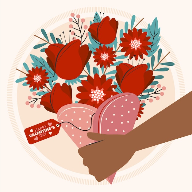 Free Vector flat valentine's day flowers illustration