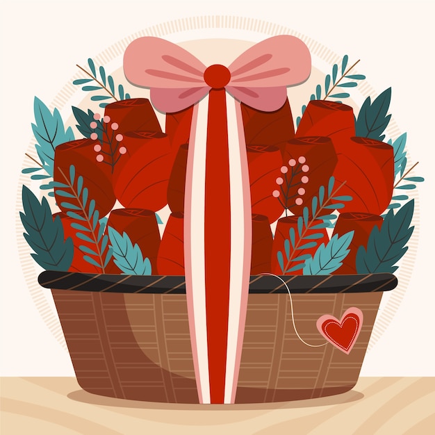 Free Vector flat valentine's day flowers illustration