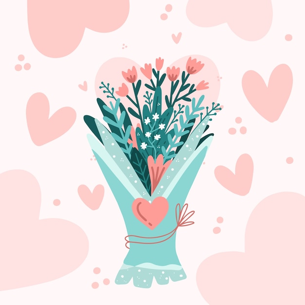 Free Vector flat valentine's day flowers illustration