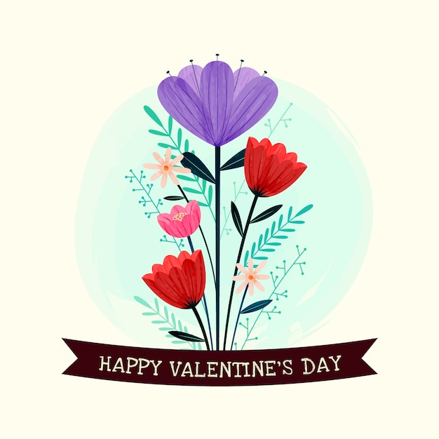 Free Vector flat valentine's day flowers illustration