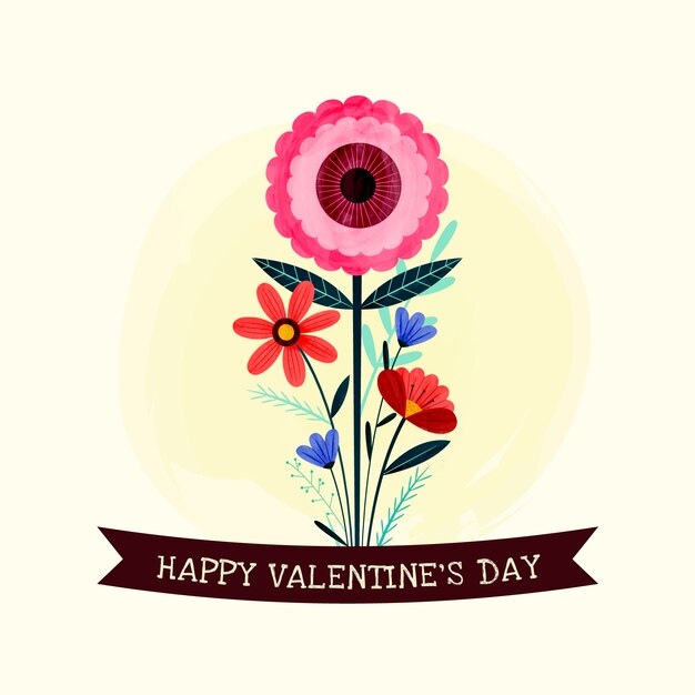 Flat valentine's day flowers illustration