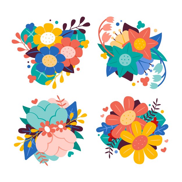 Flat valentine's day flowers illustration