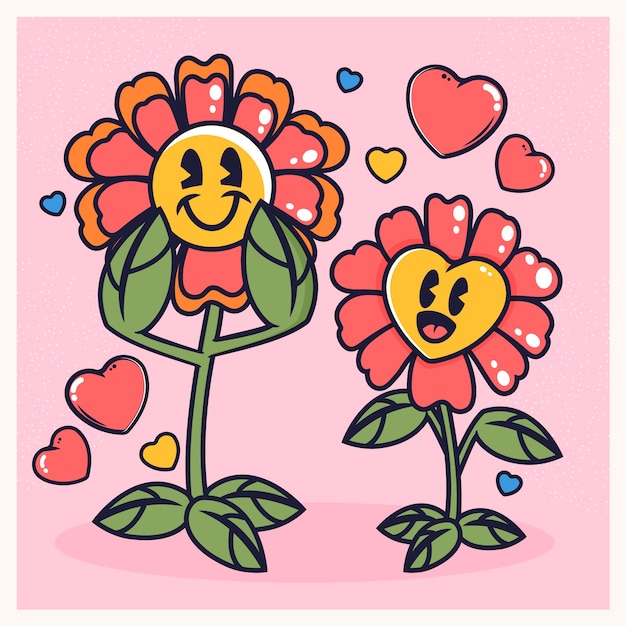 Free vector flat valentine's day flowers illustration