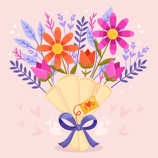 Free Vector flat valentine's day flowers illustration