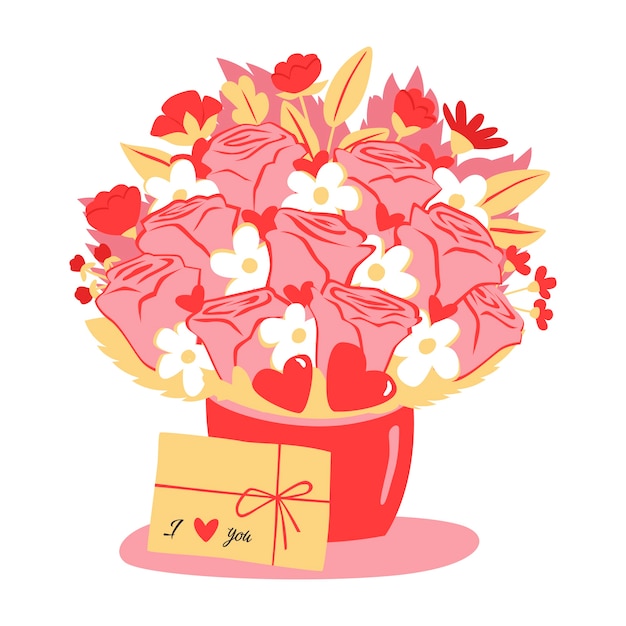 Free Vector flat valentine's day flowers illustration