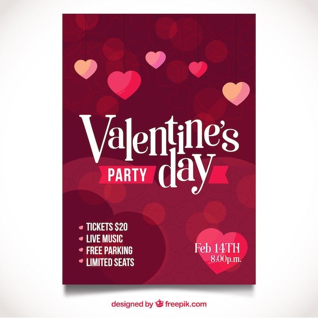 Flat valentine's day flyer/poster template