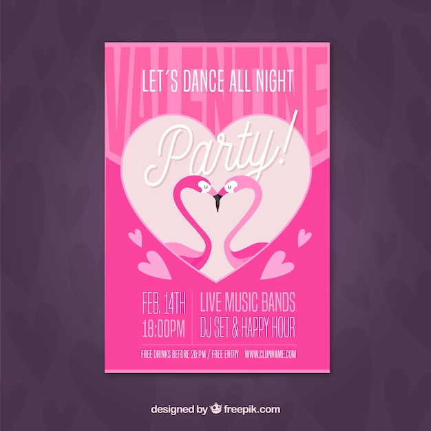 Flat valentine's day flyer/poster template