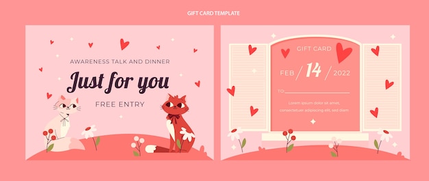 Flat valentine's day gift card template