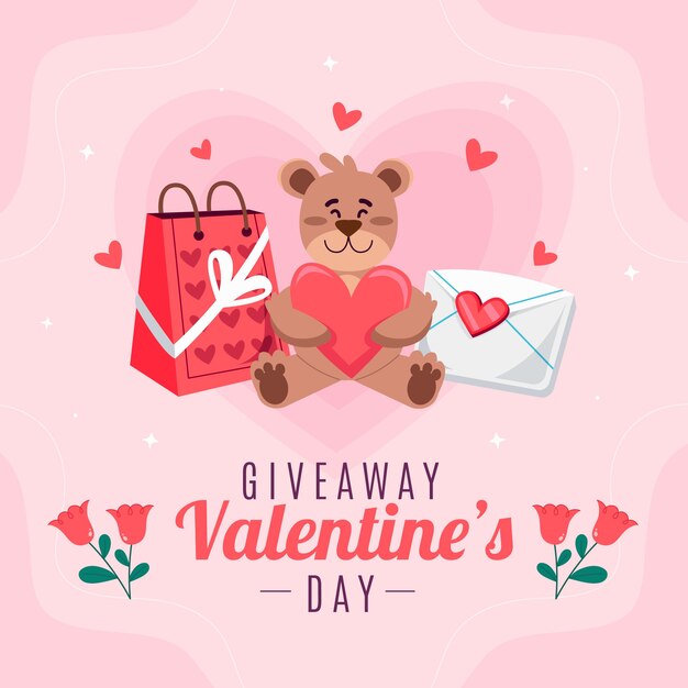 Flat valentine's day giveaway illustration