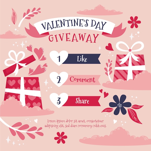 Flat valentine's day giveaway illustration