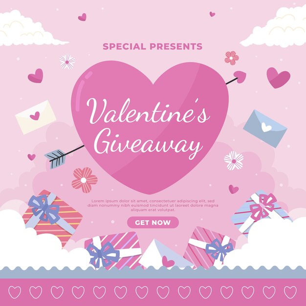 Flat valentine's day giveaway illustration