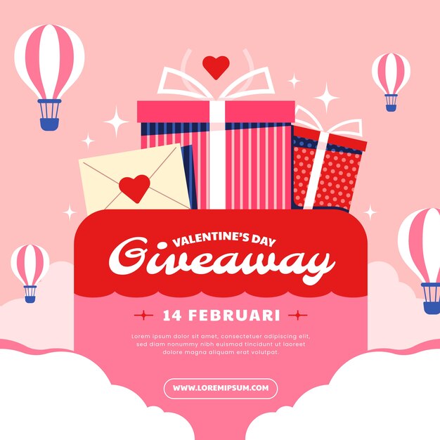 Flat valentine's day giveaway illustration