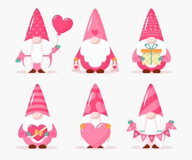 Free Vector flat valentine's day gnomes collection