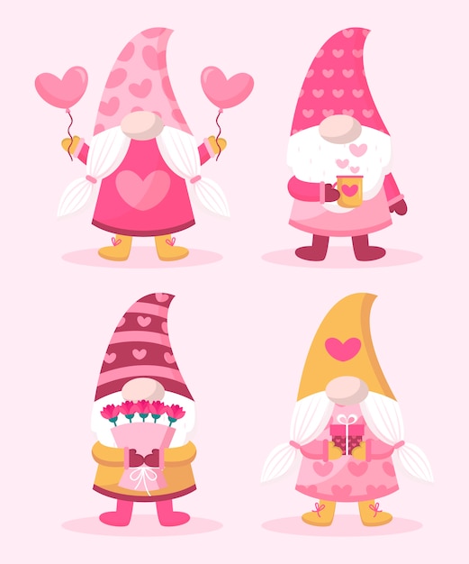 Free Vector flat valentine's day gnomes collection