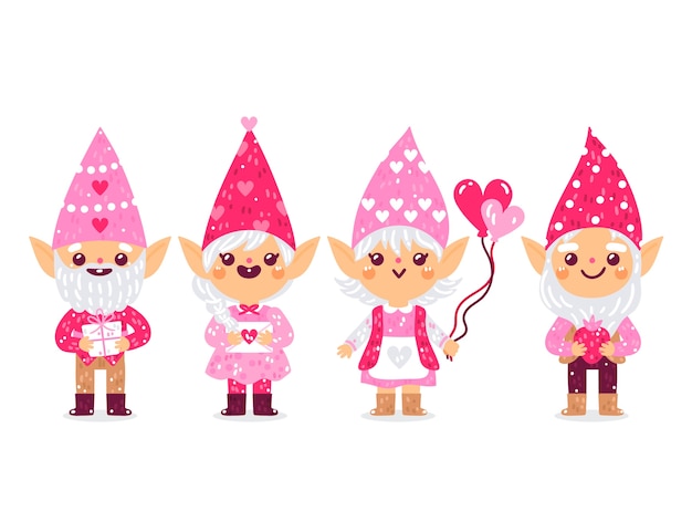 Free Vector flat valentine's day gnomes collection