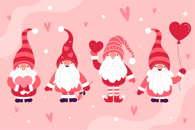 Free Vector flat valentine's day gnomes collection