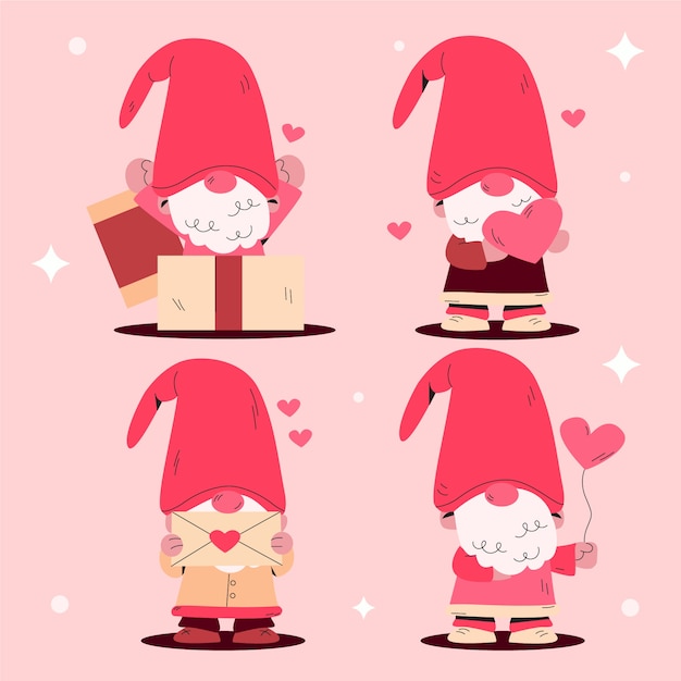 Free Vector flat valentine's day gnomes collection