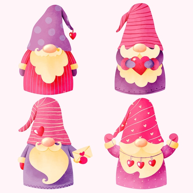 Free Vector flat valentine's day gnomes collection