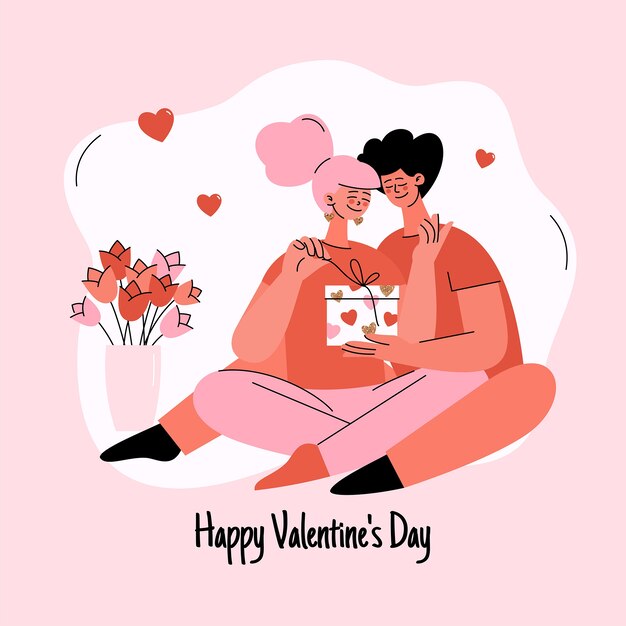 Flat valentine's day illustration