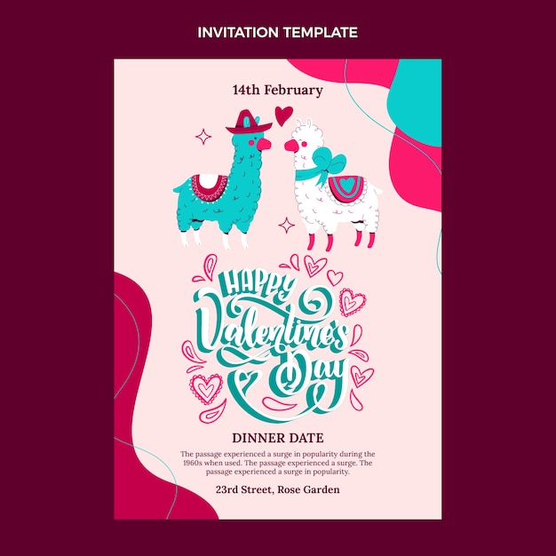 Flat valentine's day invitation template