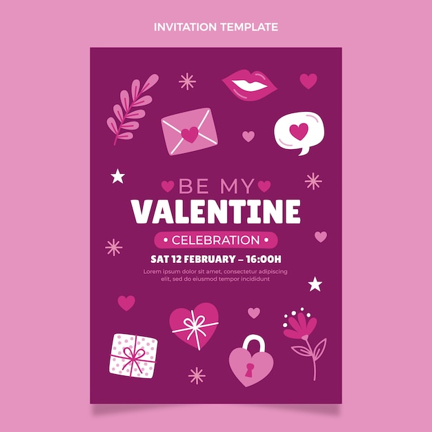 Flat valentine's day invitation template