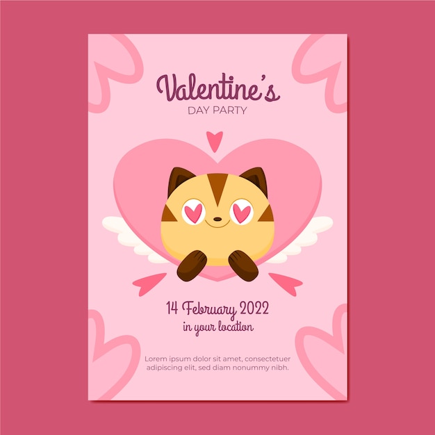 Flat valentine's day invitation template